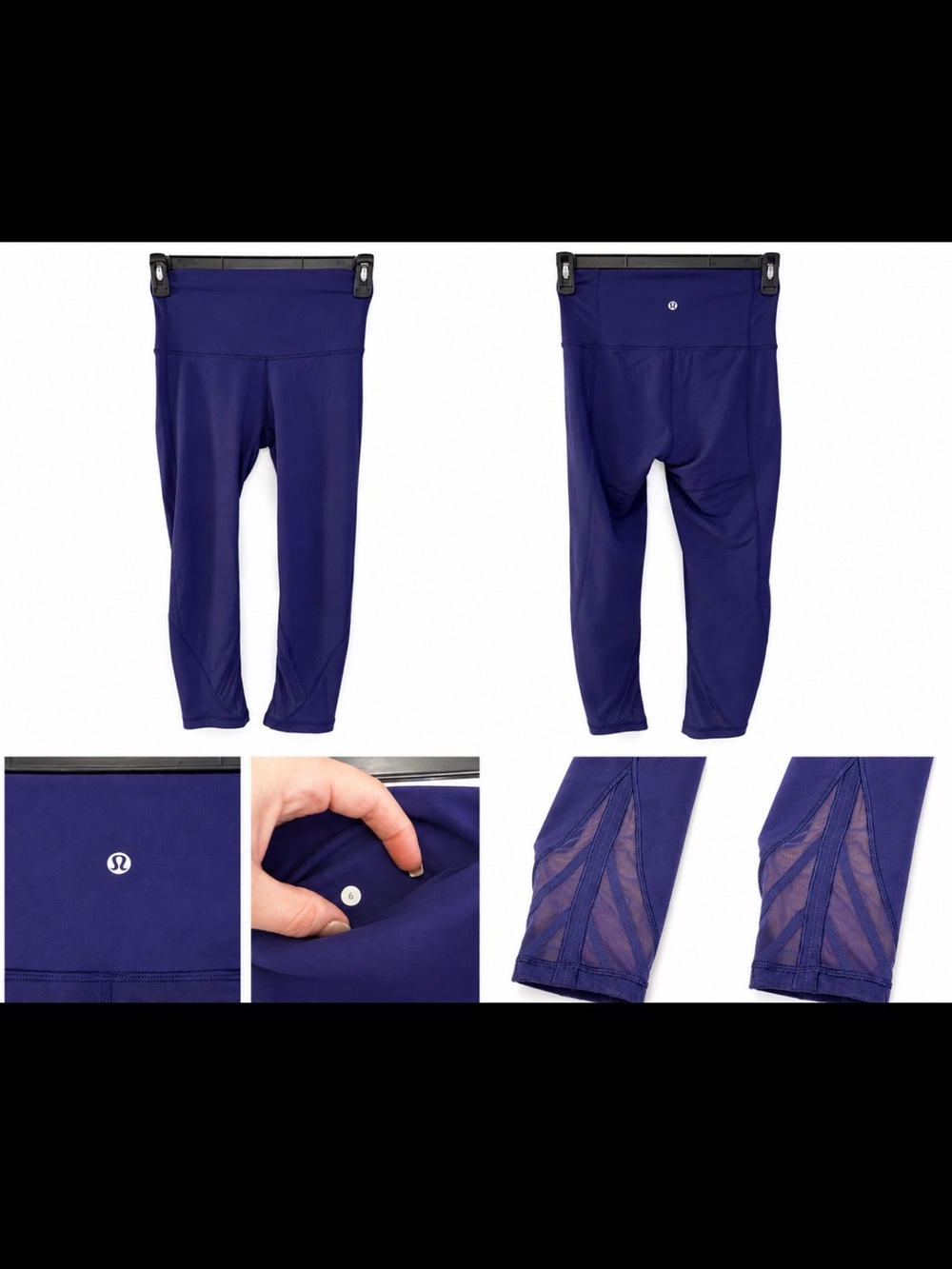 lululemon athletica GDeep Purple Cropped Leggings with Mesh Panels